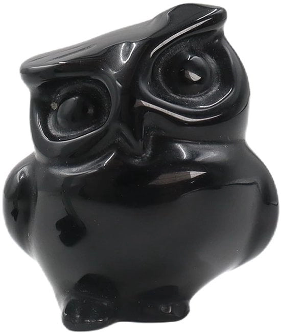 Decorazione da Parete in Obsidiana con Forma di Uccello Nero - Altezza 38 mm