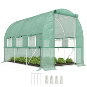 Serra per Orto 3x2x2m in Acciaio e Copertura PE, Porte con Zip e Finestre a Rete, Verde