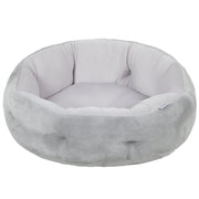 Letto Reversibile per Gatti o Cani di Piccola Taglia da Interno Ø62x21 cm in Peluche e Cotone PP Grigio Chiaro