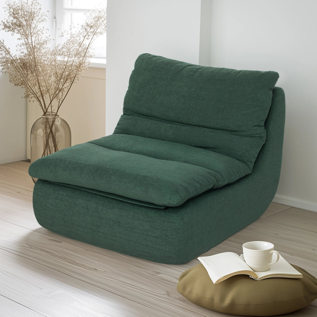Poltrona da Salotto Design Moderno da Terra 82x103x75 cm in Tessuto Effetto Velluto e Schiuma Verde