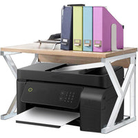 Scaffale da Scrivania Multiuso 2 Ripiani 54x35x35 cm per Stampante Ufficio in MDF Legno e Bianco