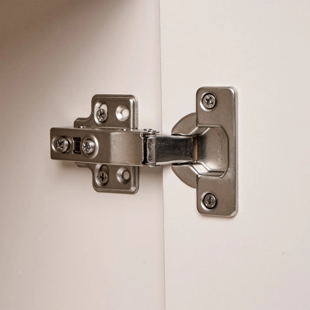 Mobile da bagno da fissare a parete con lavabo, frontale scanalato, colore beige