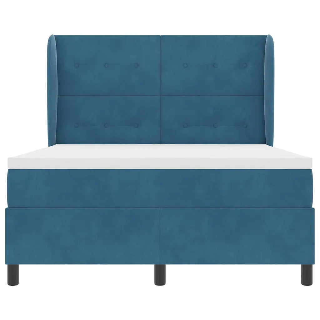 Letto a molle con materasso Blu Scuro 190 x 140 cm Velluto 3340926