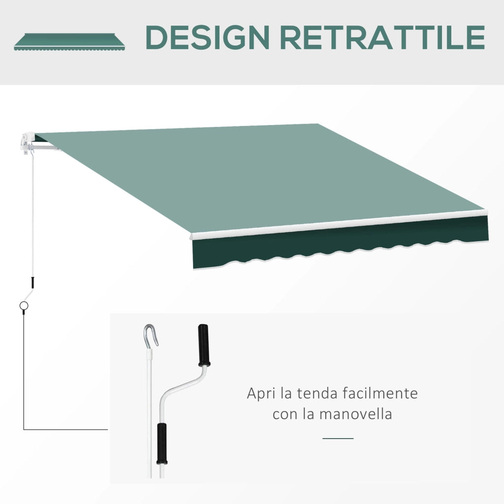 Tenda da Sole a Bracci 2.5x2m ¨C zephmum ¨C Verde Alluminio Poliestere