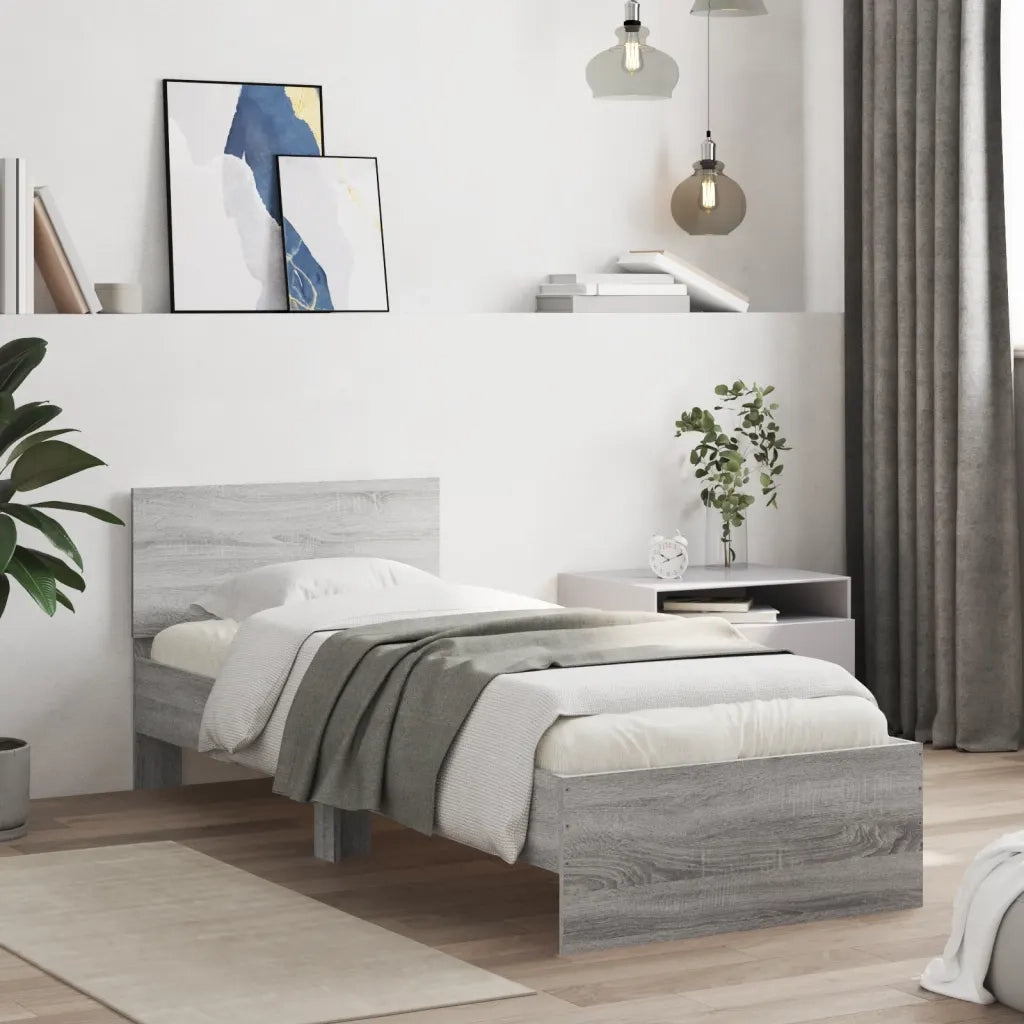Giroletto con Testiera Grigio Sonoma 90x190cm Legno Multistrato 838657