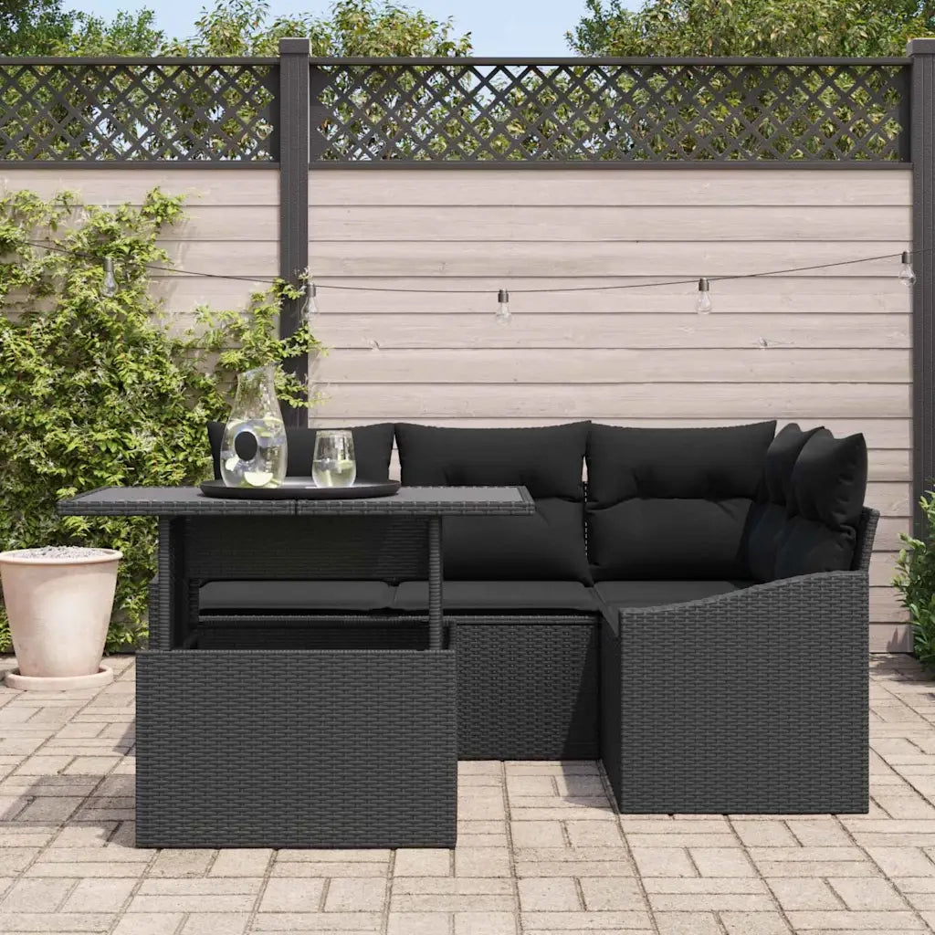 Set Divano da Giardino con cuscino con archiviazione 5 pcs Nero 3357736