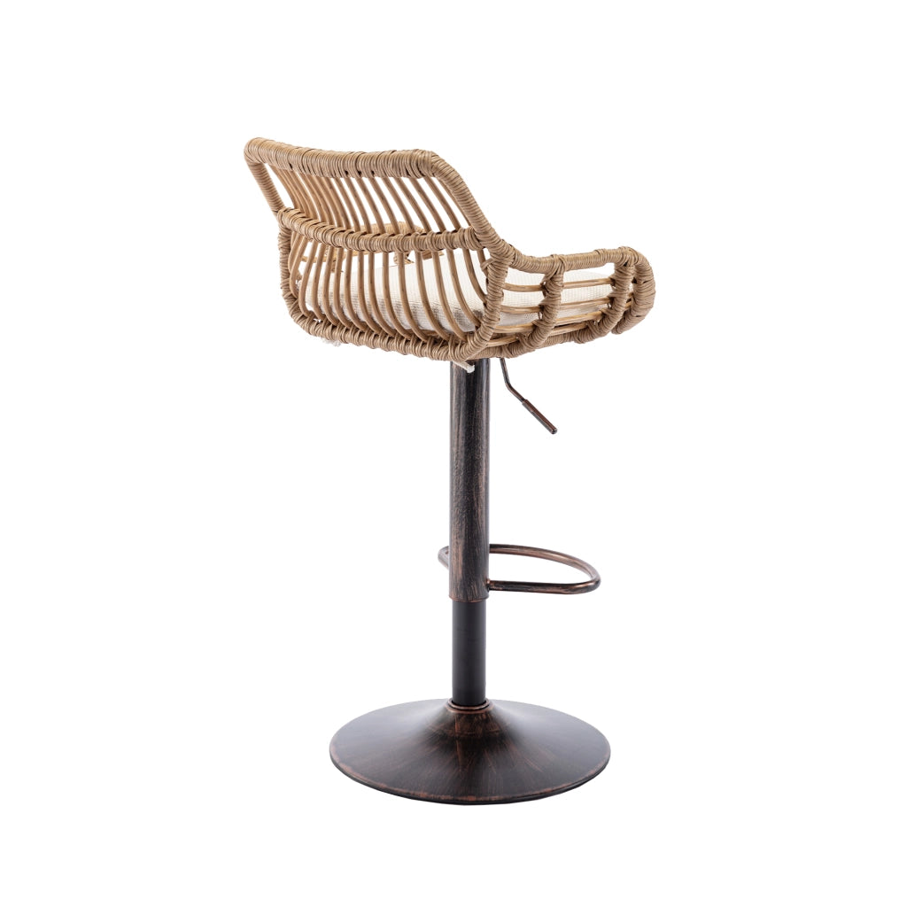 Sgabello da Bar in Rattan Girevole e Regolabile ¨C Xylo ¨C Set 2 Pezzi, Beige, Cucina