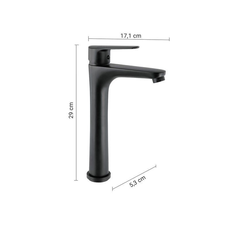 Miscelatore Como alto per lavabo nero matt 29 x 5,3 x 17,1 cm