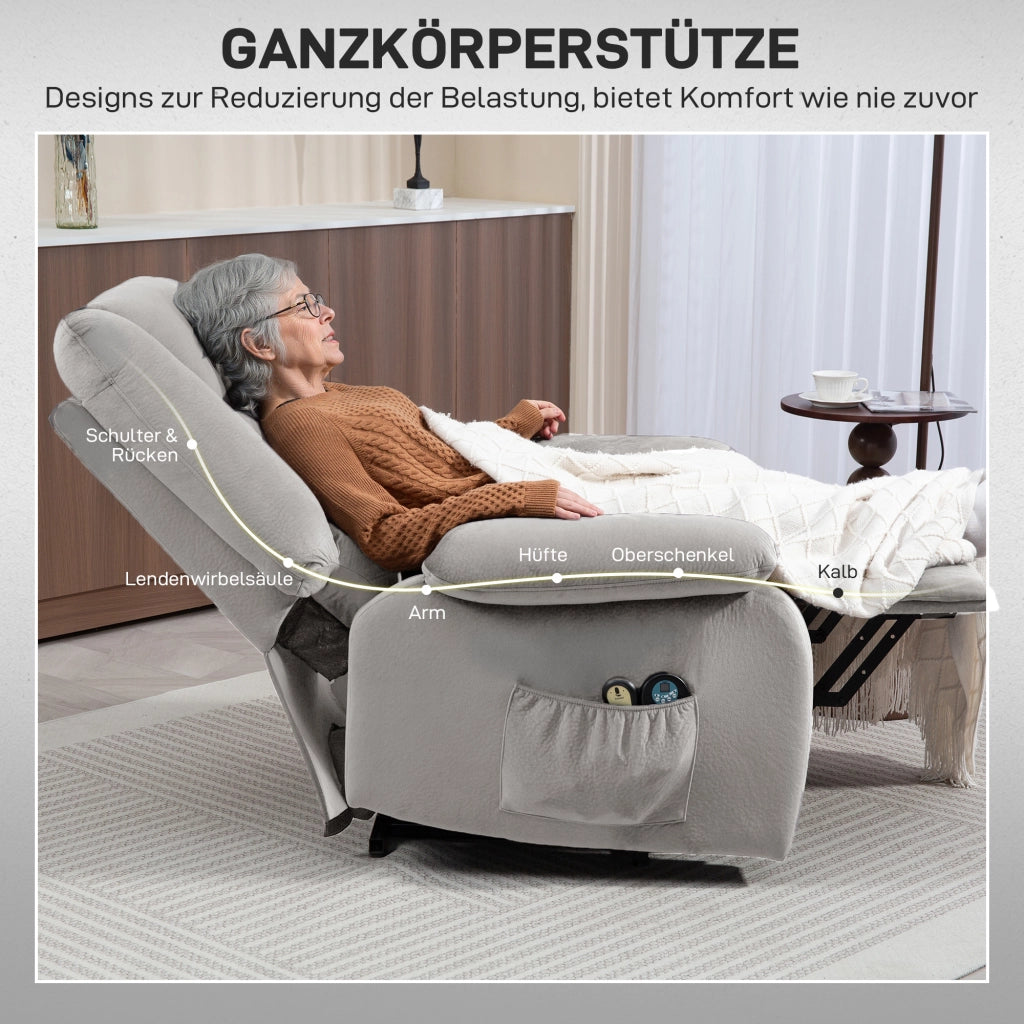 Poltrona Massaggiante Elettrica Alzapersona ¨C Zephmum ¨C Grigio Chiaro 90x93x110