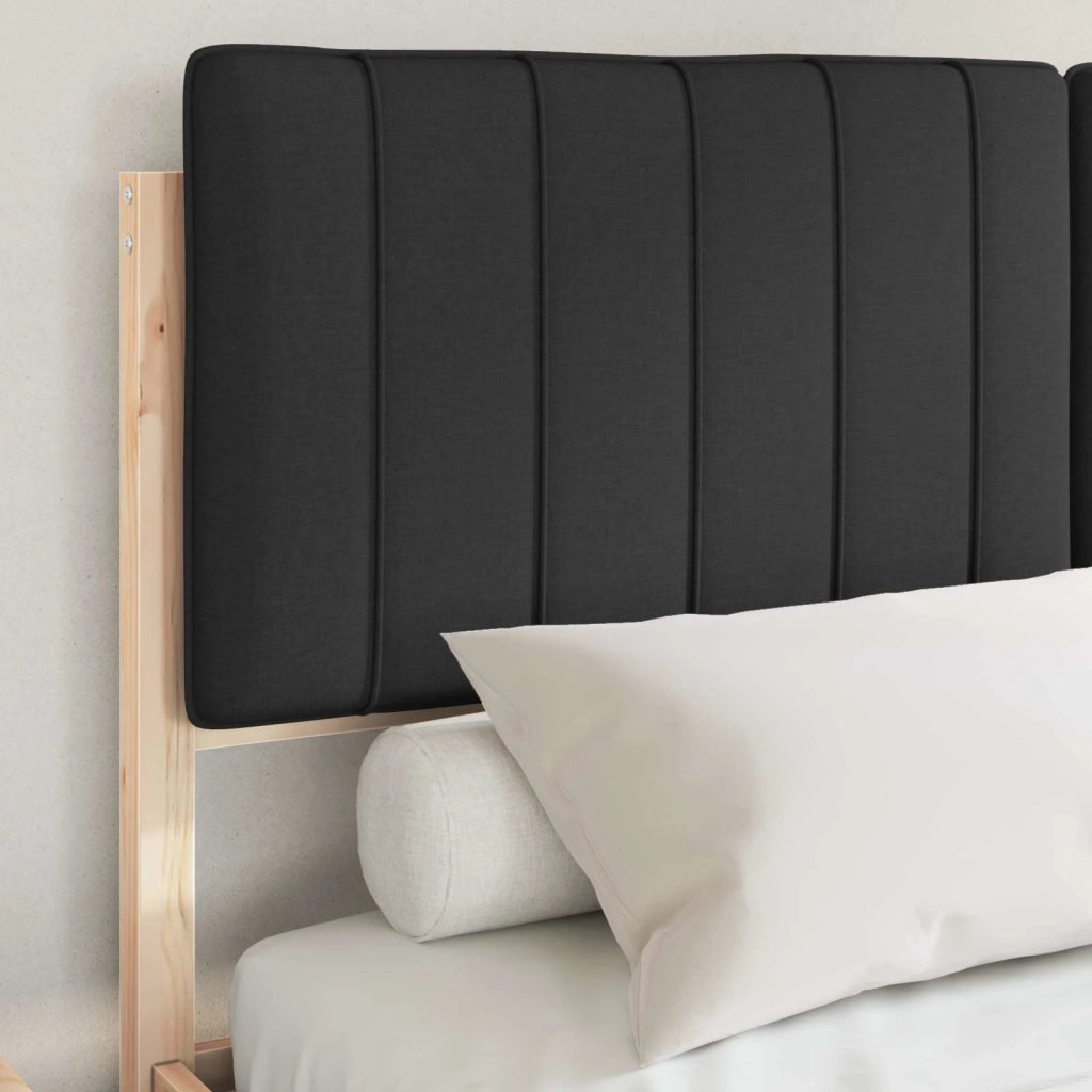 Letto con Testiera Rivestita Nero 135 x 190 cm Pino massello 3398241