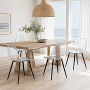 Set di 4 sedie da pranzo trasparenti con gambe nere