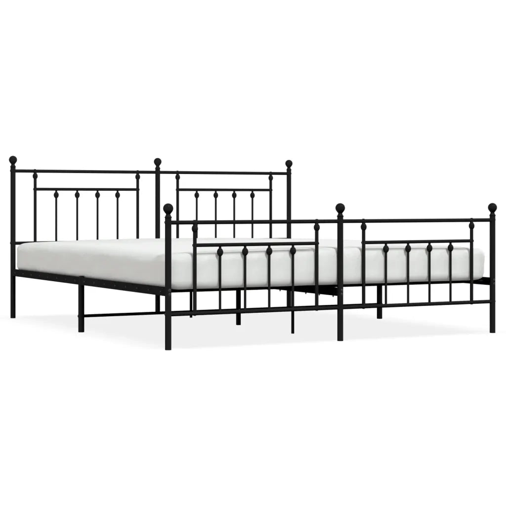 Giroletto con Testiera e Pediera-Struttura Letto Metallo Nero 200x200 cm 775827
