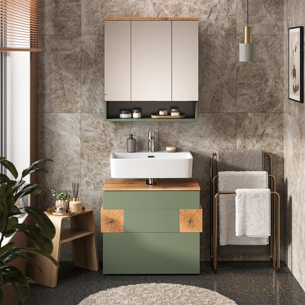 Vicco Set di mobili da bagno Verde/Artigianale 2 parti