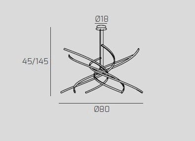 TORNADO SOSPENSIONE D.80 CM. ORO BRUNITO VERNICIATO LUCE NATURALE 4000K 1163-S80 N-OB
