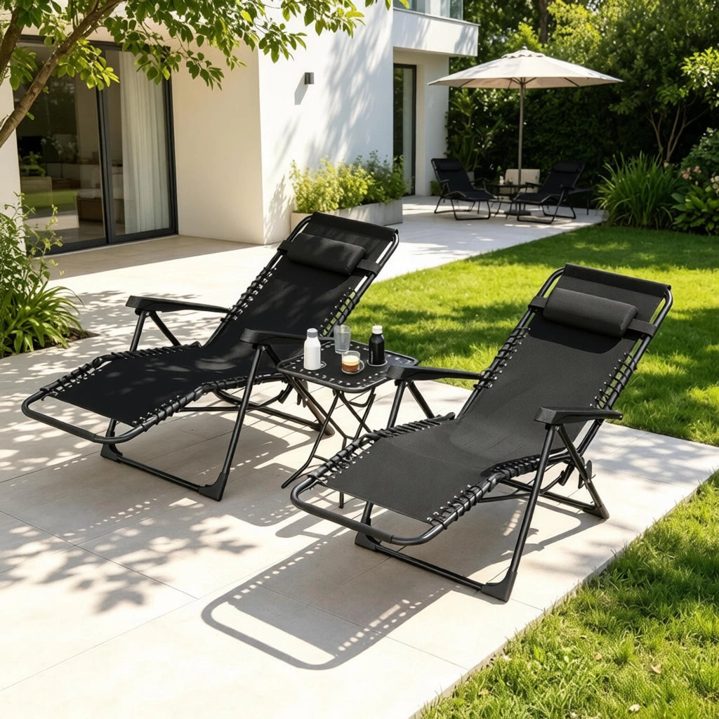 SDRAIO PIEGHEVOLE Set da 2 pezzi con tavolino 47x47x54 cm Nero