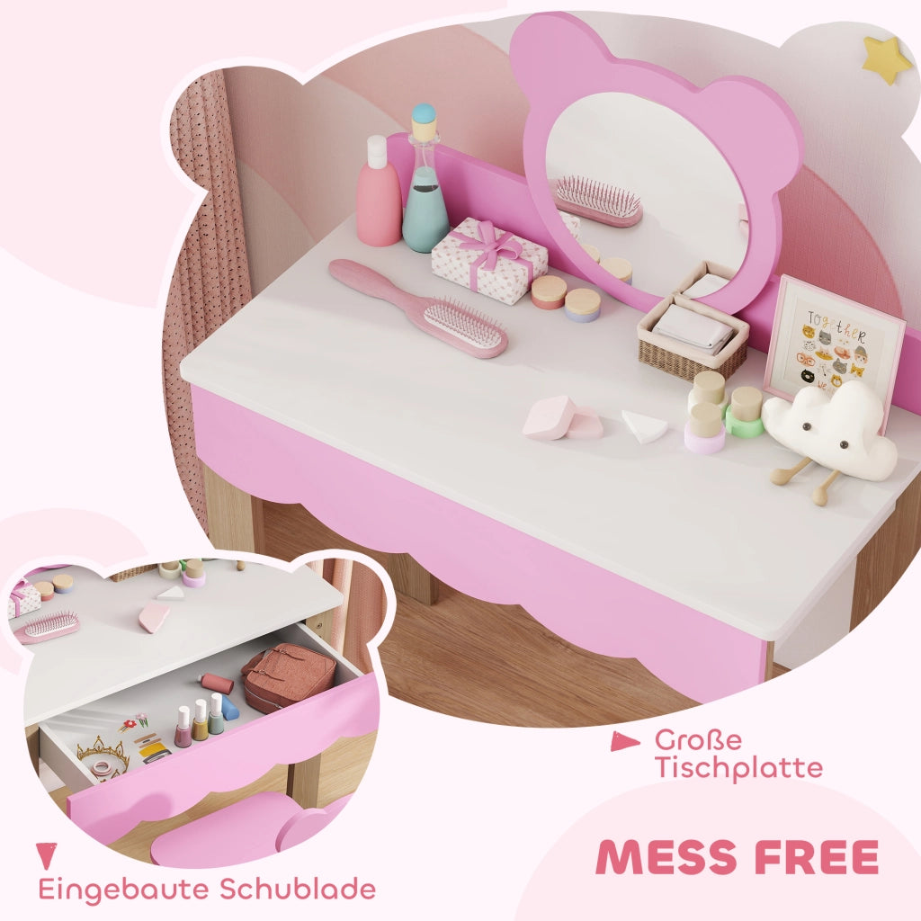 Cassettiera per Bambini con Specchio ¨C zephmum ¨C MDF, Rosa