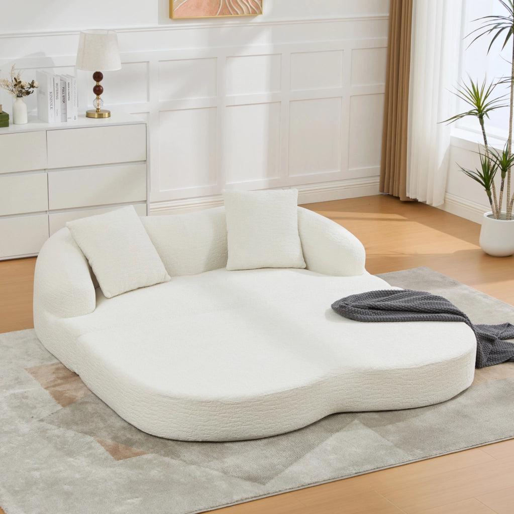 Divano letto 2 posti pieghevole in ciniglia beige