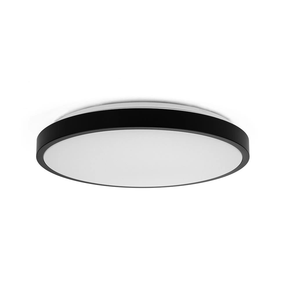 Plafoniera LED 18W tonda 30cm nera sensore+tele IP44 V-TAC