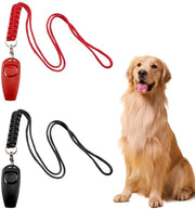 2 pezzi di flauto per cani, clicker professionale 2-in-1 per cani, alta frequenza, richiamo per controllare il cane, con corda intrecciata per addestramento cani, nero/rosso