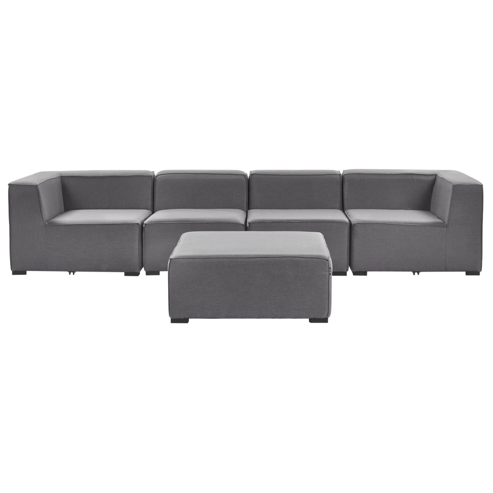 Set divano ad  per interni ed esterni Rivestimento in tessuto grigio salotto da giardino ottomana