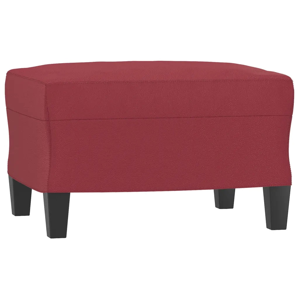 Divano a 3 Posti con Poggiapiedi Rosso Vino 180cm in Similpelle 3201017