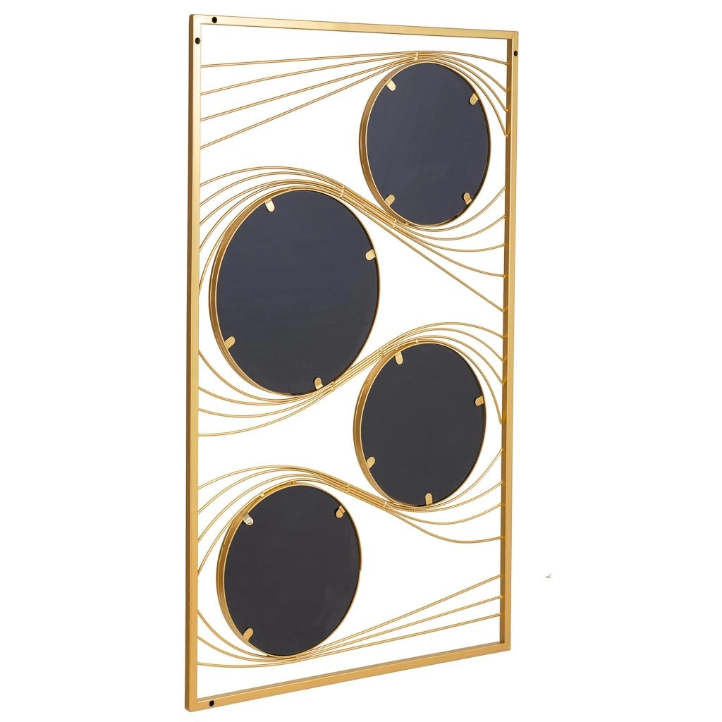 Specchio da parete rettangolare in metallo dorato 61x96x2