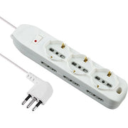 MULTIPRESA BIPASSO + SCHUKO + TERMICO ELECTRALINE  BIANCO POSTI 9 2P+T 10A n°XMMQ 3X075 MT 2