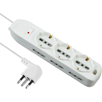 MULTIPRESA BIPASSO + SCHUKO + TERMICO ELECTRALINE  BIANCO POSTI 9 2P+T 10A n°XMMQ 3X075 MT 2