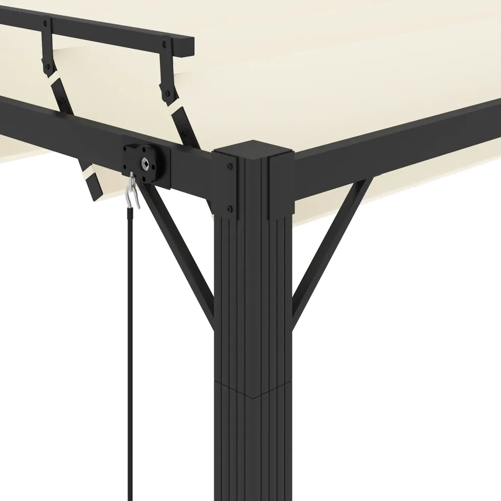 Gazebo con Tetto a Lamelle 3x4 m in Tessuto Crema e Alluminio 313927