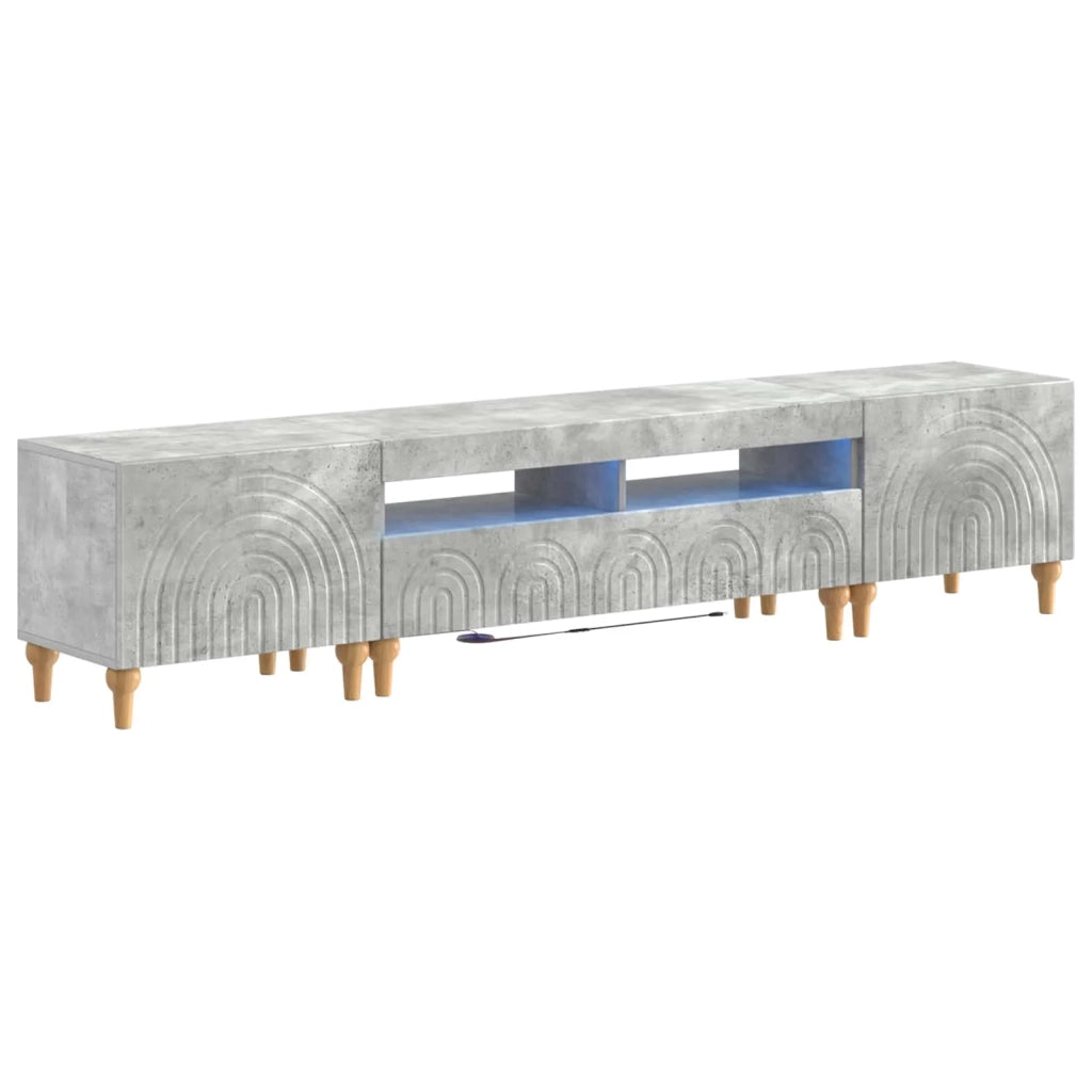 Mobile TV LED a 3 pezzi Grigio Cemento Legno ingegnerizzato 3416499