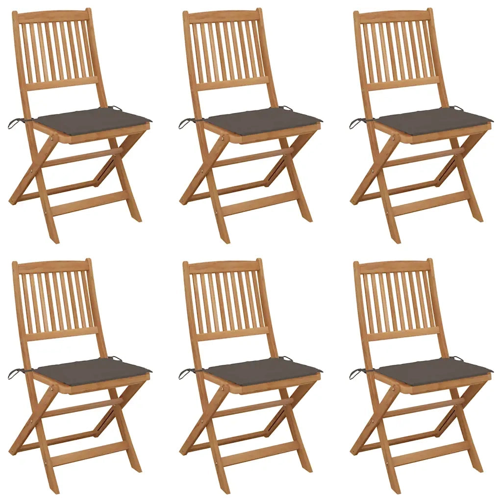 Sedie da Giardino Pieghevoli 6 pz con Cuscini Massello Acacia cod mxl 24034