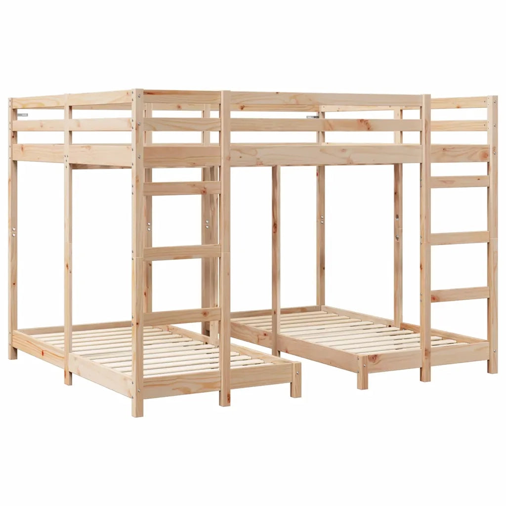 Struttura letto a castello triplo Naturale 80 / 200 x 200 cm