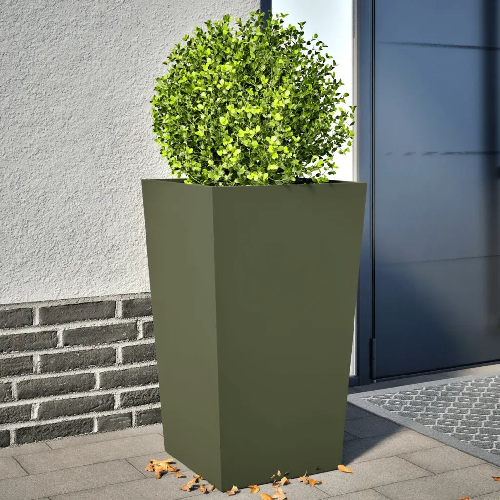 2 pz Fioriere | Cassetta per fiori | Vaso da Giardino Verde Oliva 45x45x75 cm in Acciaio