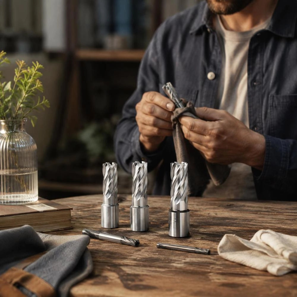 Annular Cutter Set, 5 Pcs Weldon Shank Mag Drill Bits Kit, 1" Cutting Depth, 1/2", 5/8", 1" Cutting Diameter, HSS, 3 Drill Bits With 2 Pilot Pins And 3 Plastic Cases, For Magnetic Drills, Steel