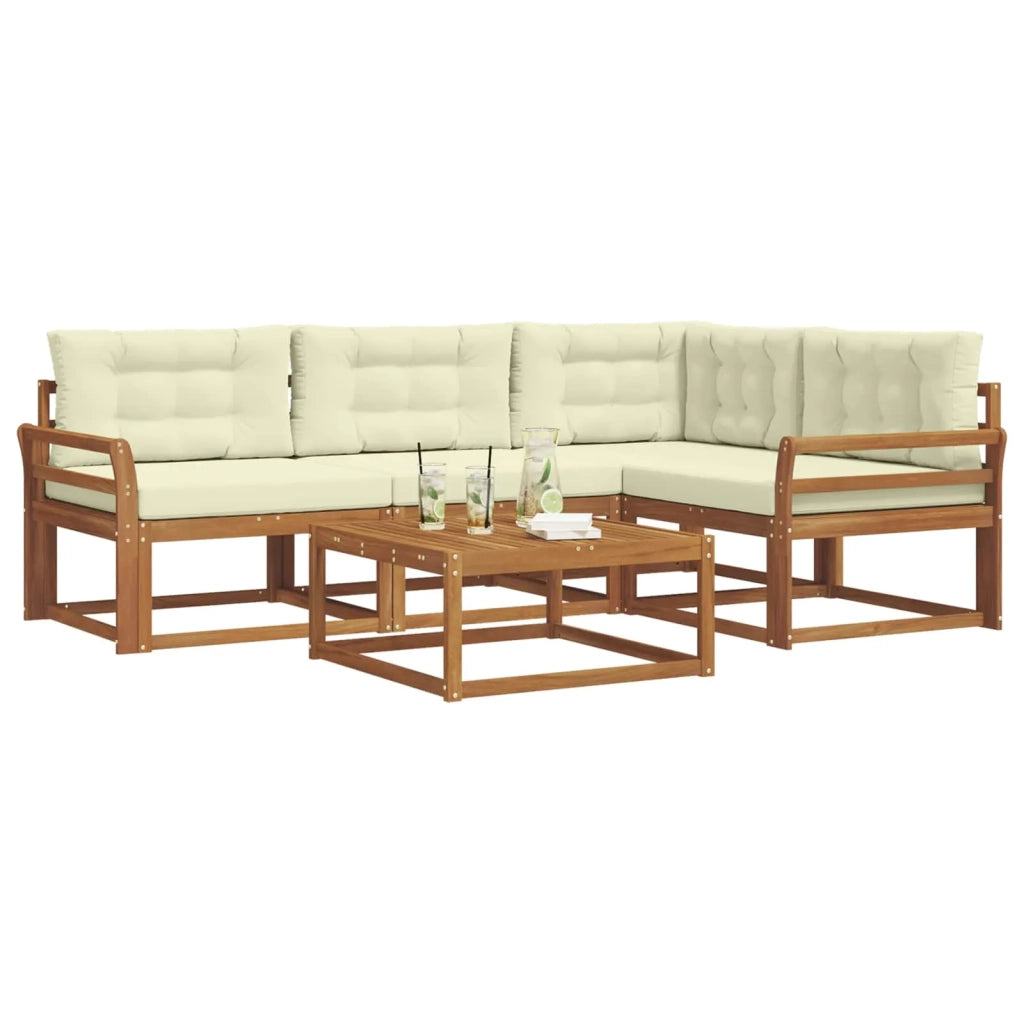 Set di divani da esterno con cuscino 5 pcs Naturale e Crema