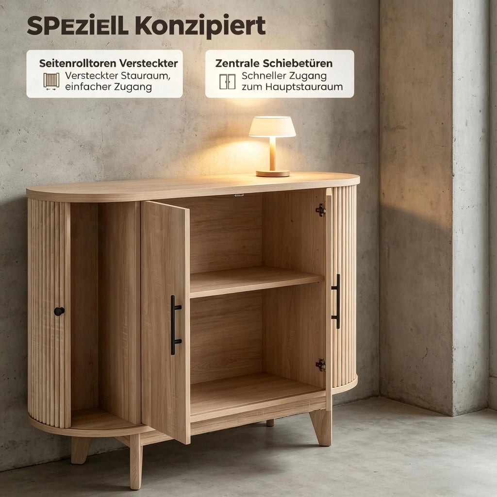 BUFFET 90x40x76 cm in MDF effetto rovere naturale e nero