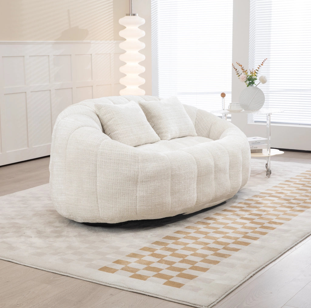 Divano sacco 150x95x63 cm con imbottitura in schiuma; chenille beige
