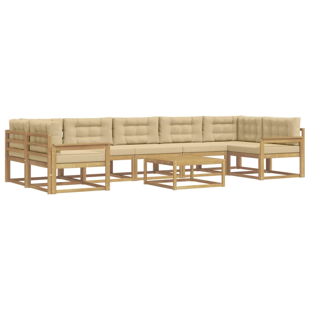 Set di divani da esterno con cuscino 6 pcs Bianco e Beige