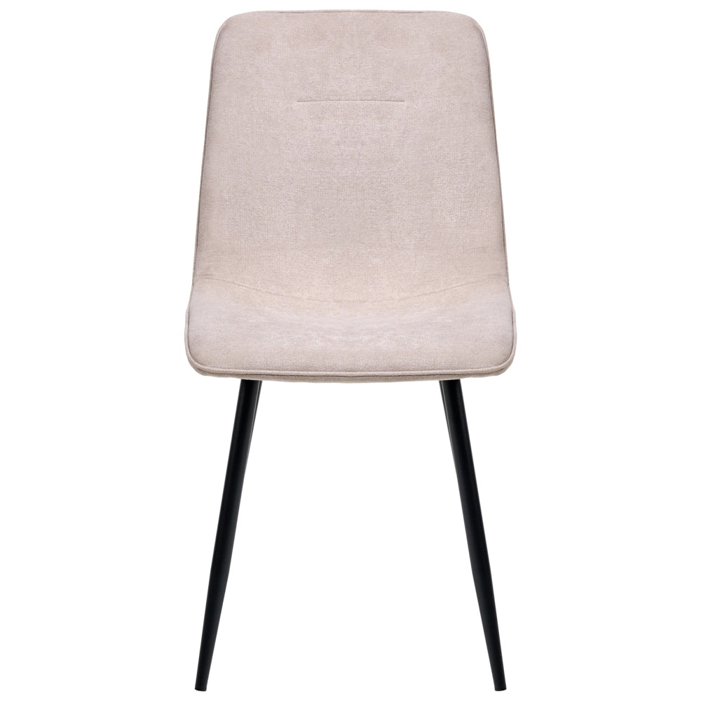 Set di 4 sedie da pranzo Tappezzeria in poliestere beige Gambe nere in ferro Sala da pranzo senza braccioli