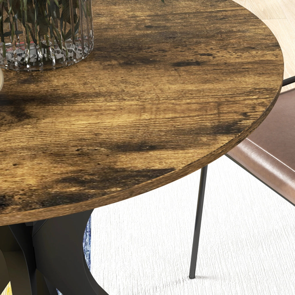 Tavolo da pranzo rotondo per 2 persone ?78 x 75 cm in MDF e acciaio marrone
