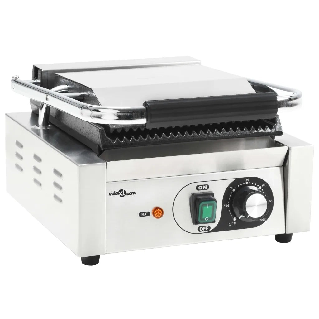 Griglia per Panini Scanalata in Acciaio Inox 1800W 31x30,5x20cm 50749