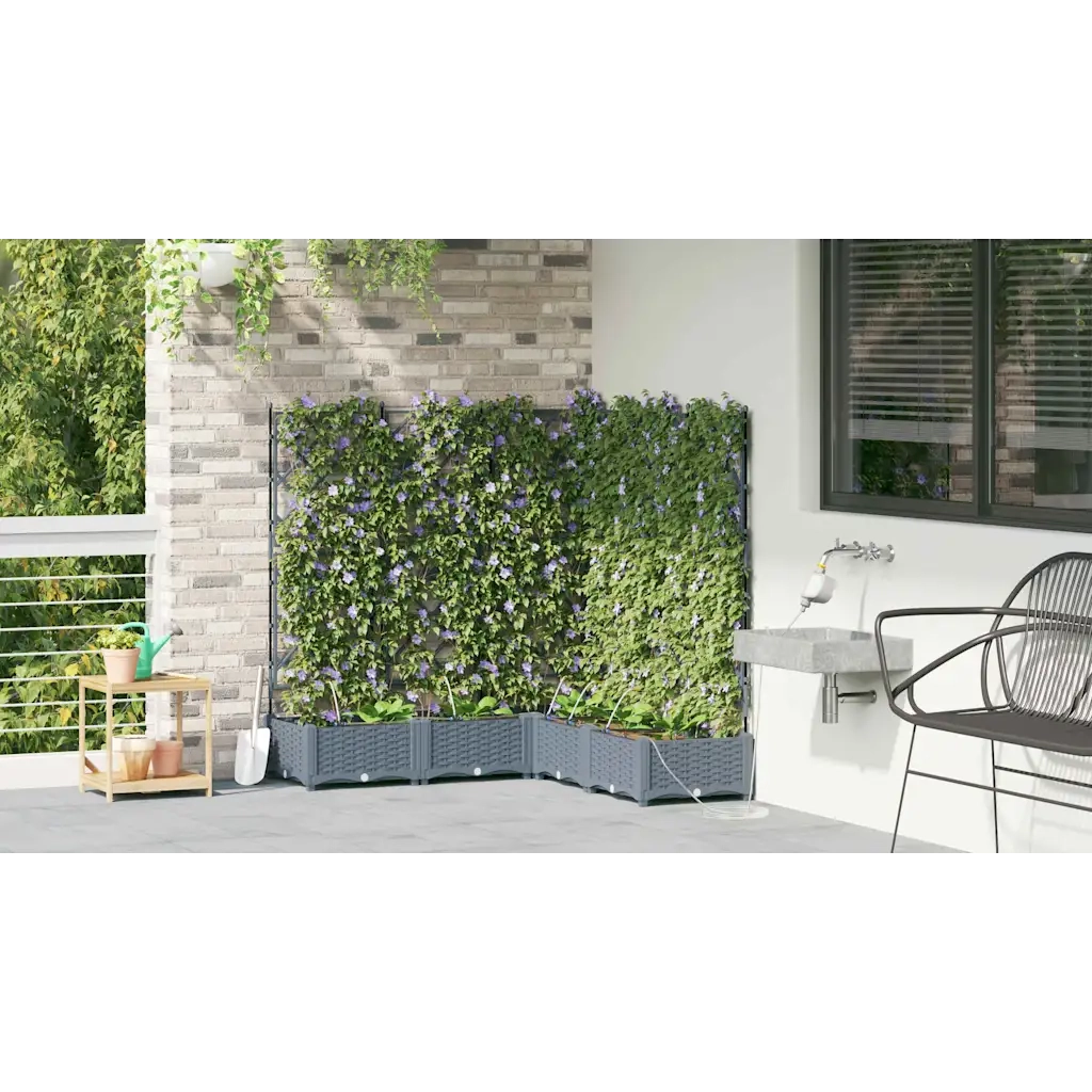 Vaso da giardino 5 pcs Grigio Chiaro Plastica 42002901