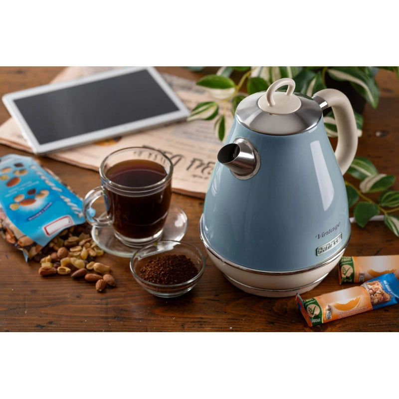 Bollitore Elettrico 1,7L - Design Vintage, Autospegnimento, Acciaio Inox - Celeste