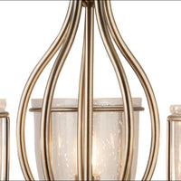 Lampadario Contemporaneo Silhouette Acciaio Ottone Vetro 5 Luci E14
