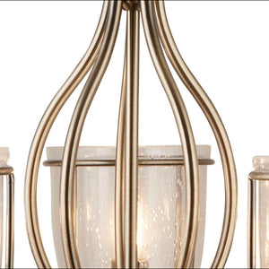 Lampadario Contemporaneo Silhouette Acciaio Ottone Vetro 5 Luci E14