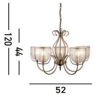 Lampadario Contemporaneo Silhouette Acciaio Ottone Vetro 5 Luci E14