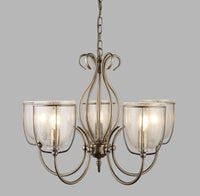 Lampadario Contemporaneo Silhouette Acciaio Ottone Vetro 5 Luci E14