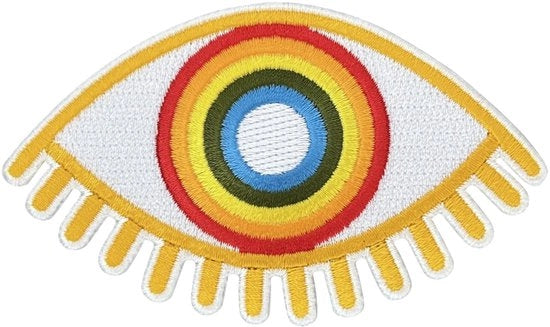 Patch di striscia con disegno a maglia regalo - Applicazione creativa per abbigliamento 

Modello: Regenboogoog 

Codice prodotto: 123456 

Dimensioni: 10x5 cm 

Materiali: cotone, filo da maglia