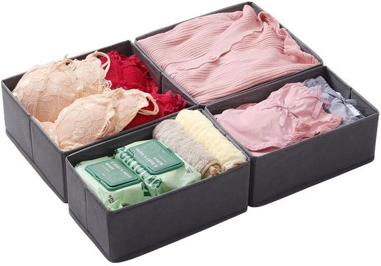 Set di 4 organizzatori per cassetta di abbigliamento, adatto per armadi PAX da 50x58 cm, organizzatore per bambini, pieghevole, robusto, grigio