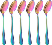 Set di 6 Cucchiai in Acciaio Inox da 14 cm, Cucchiai Colorati per Caffè e Desserti con Finitura Specchiata